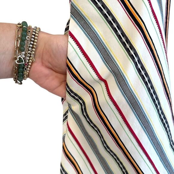 Kate Spade Saturday Cream and Multicolour Stripe Cotton Sleeveless Dress Size 4 - Picture 6 of 8